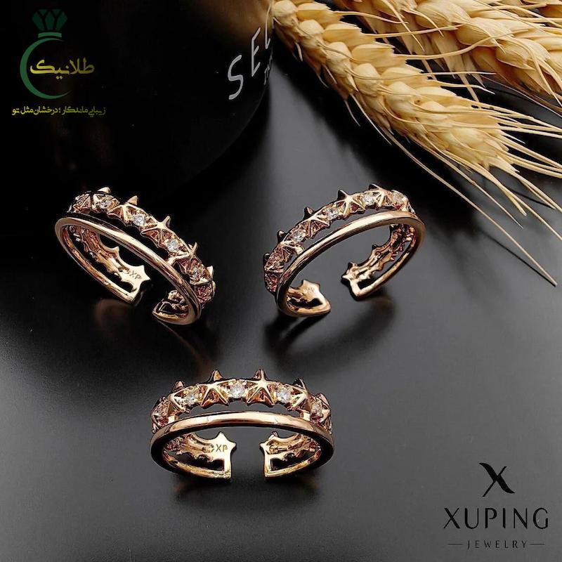 انگشتر زنانه ستاره دار طلانیک با طراحی ظریف و براق نگین ضد حساسیت