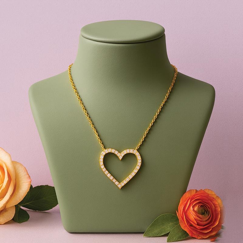 پلاک و زنجیر قلب نگین دار بدلیجات ژوپینگ