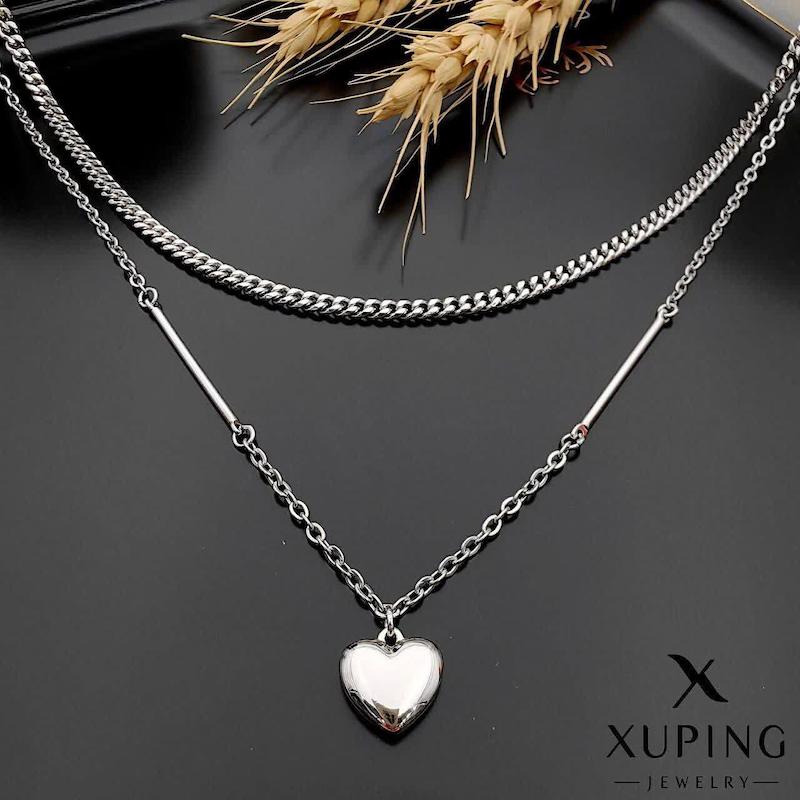 پلاک و زنجیر آویز قلب سیلور بدلیجات ژوپینگ