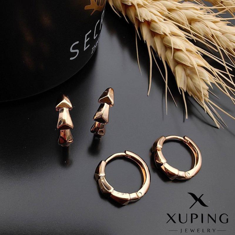 گوشواره حلقه زرین مثلثی بدلیجات ژوپینگ