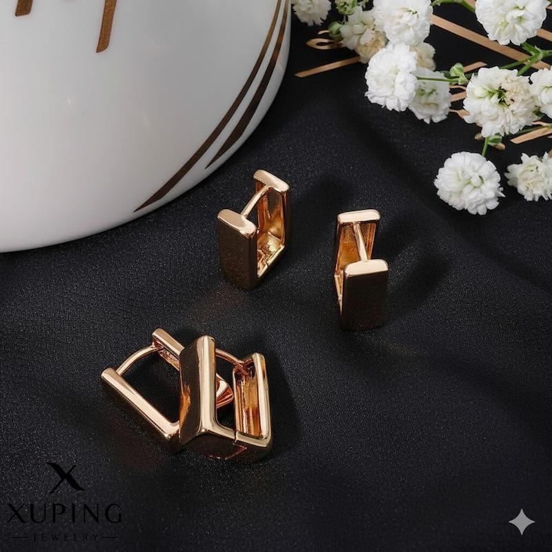 گوشواره مستطیل طلایی بدلیجات ژوپینگ