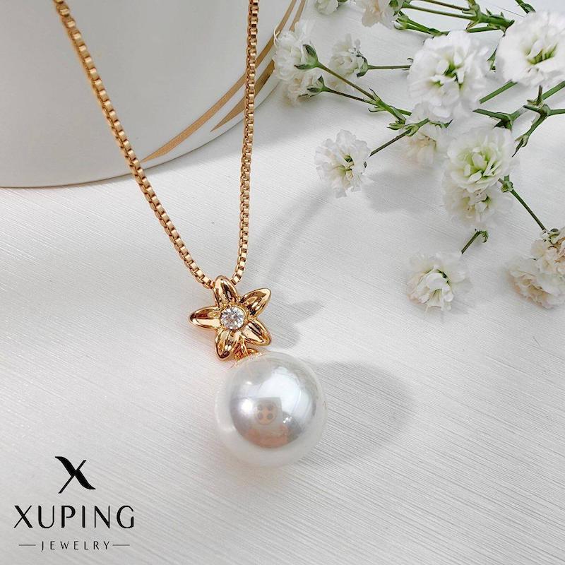 پلاک و زنجیر گل مروارید بدلیجات ژوپینگ