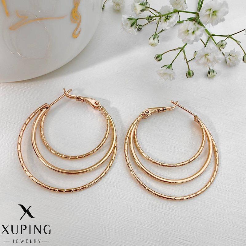 گوشواره حلقه ای سه لاین بدلیجات ژوپینگ