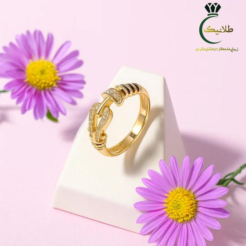 انگشتر طرح کارتیر طلایی طلانیک ژوپینگ با نگین زنانه و طراحی لوکس