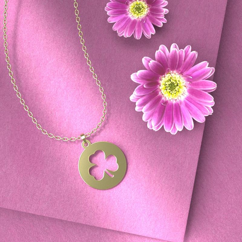 گردنبند طلا 18 عیار زنانه مدل گل و دایره کد R393