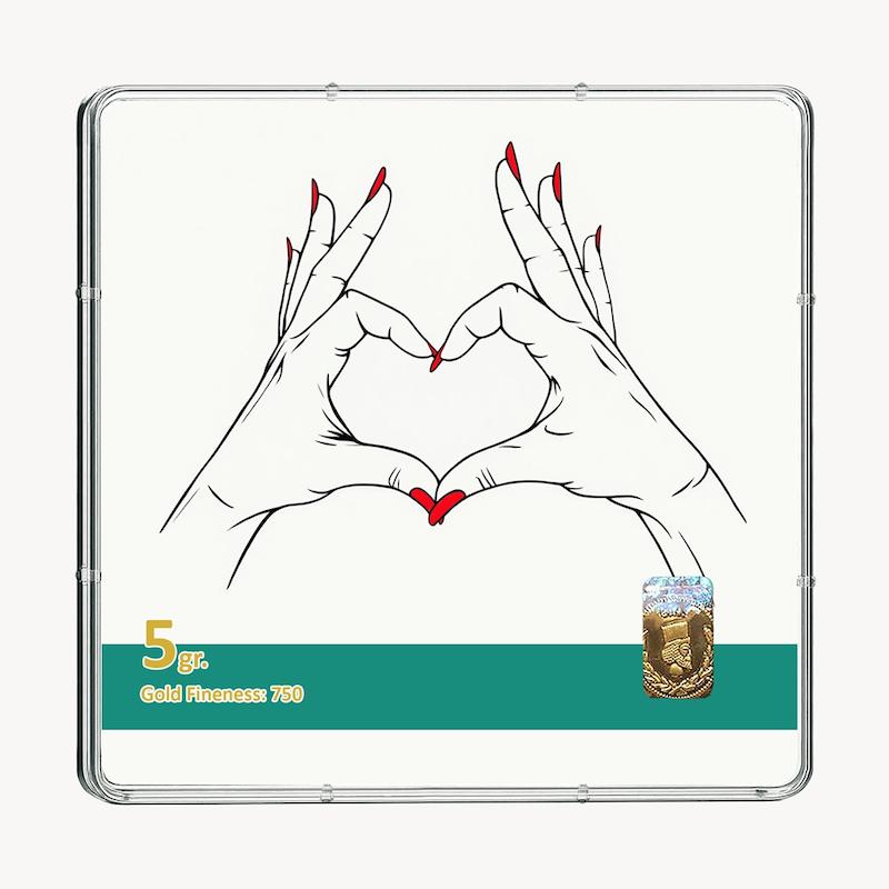 شمش طلا 18 عیار طلاشاپ مدل عاشقانه کد BRF10031