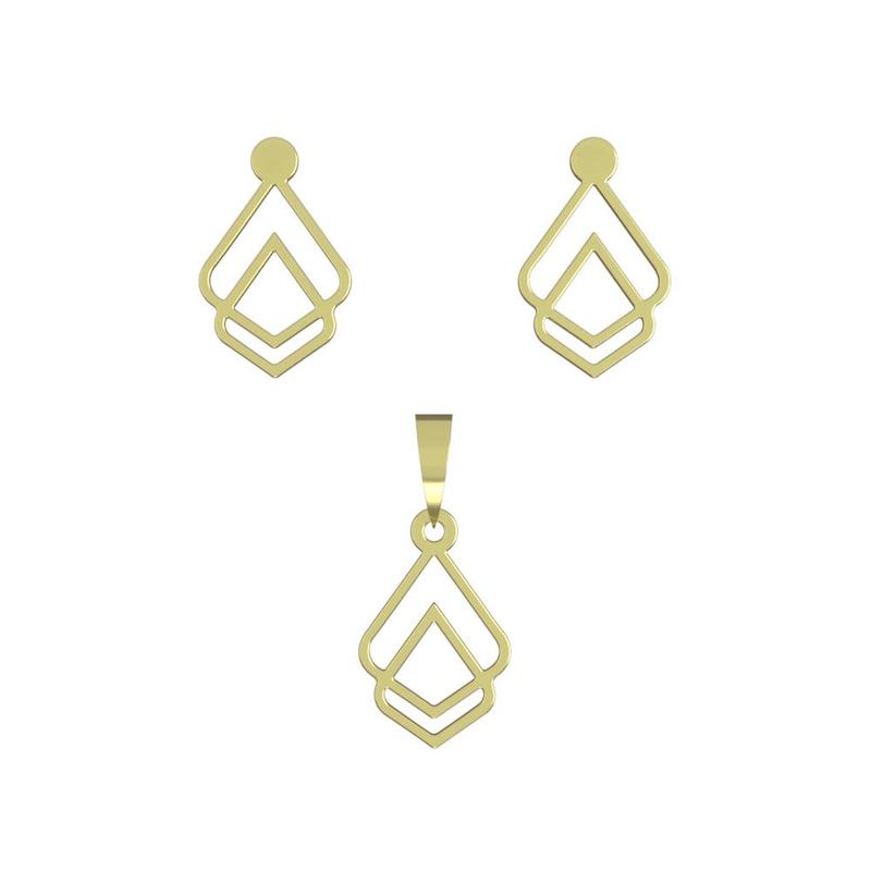 نیم ست طلا 18 عیار زنانه مدل هندسی کد R208