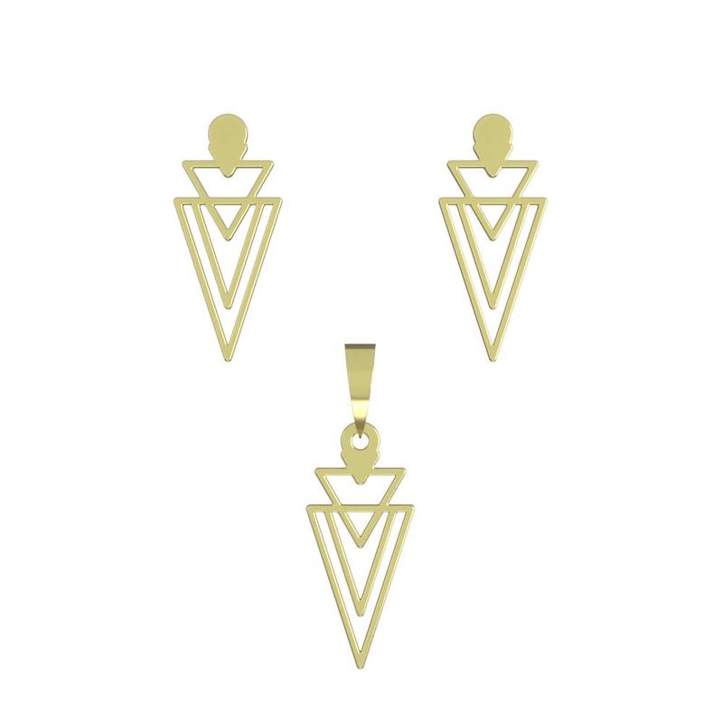 نیم ست طلا 18 عیار زنانه مدل مثلث کد R533