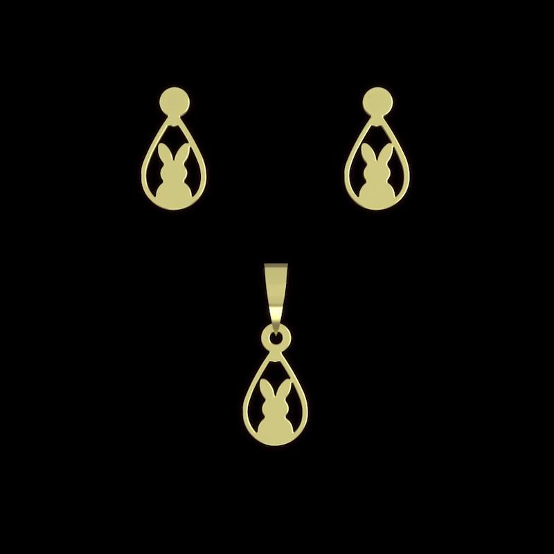 نیم ست طلا 18 عیار زنانه مدل خرگوش کد R207