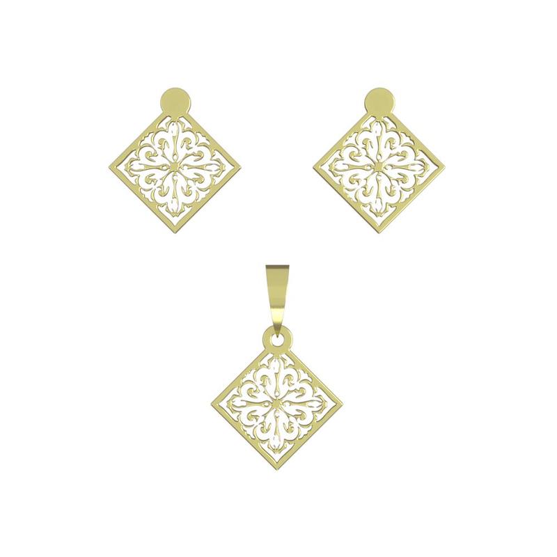 نیم ست طلا 18 عیار زنانه مدل اسلیمی کد R242