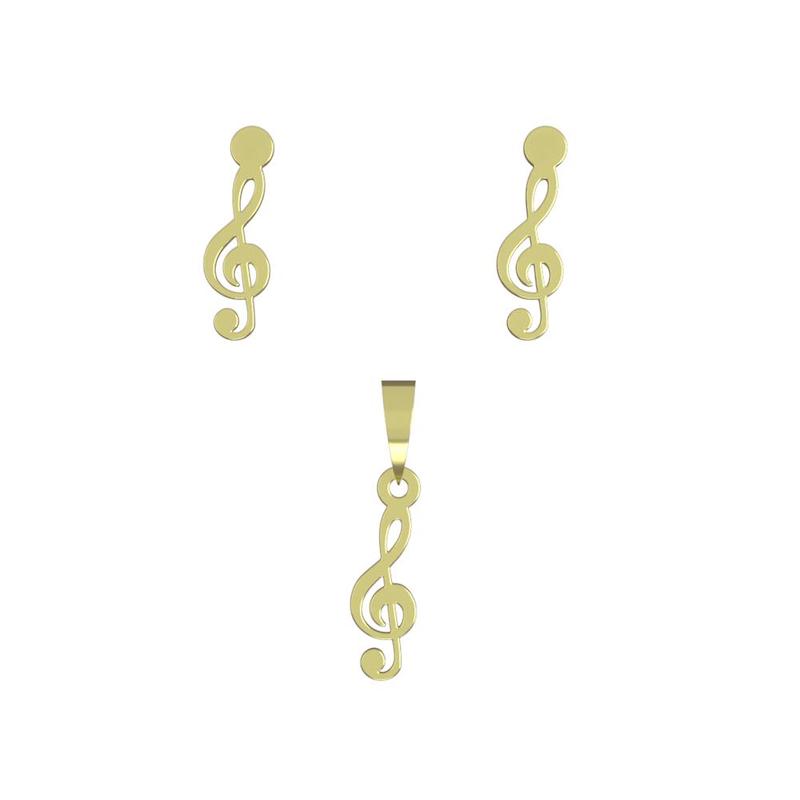 نیم ست طلا 18 عیار زنانه مدل نت موسیقی کد R272