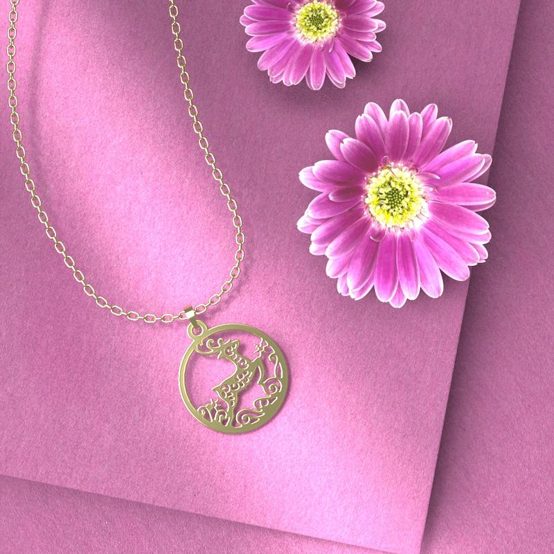 گردنبند طلا 18 عیار زنانه مدل گوزن کد R329