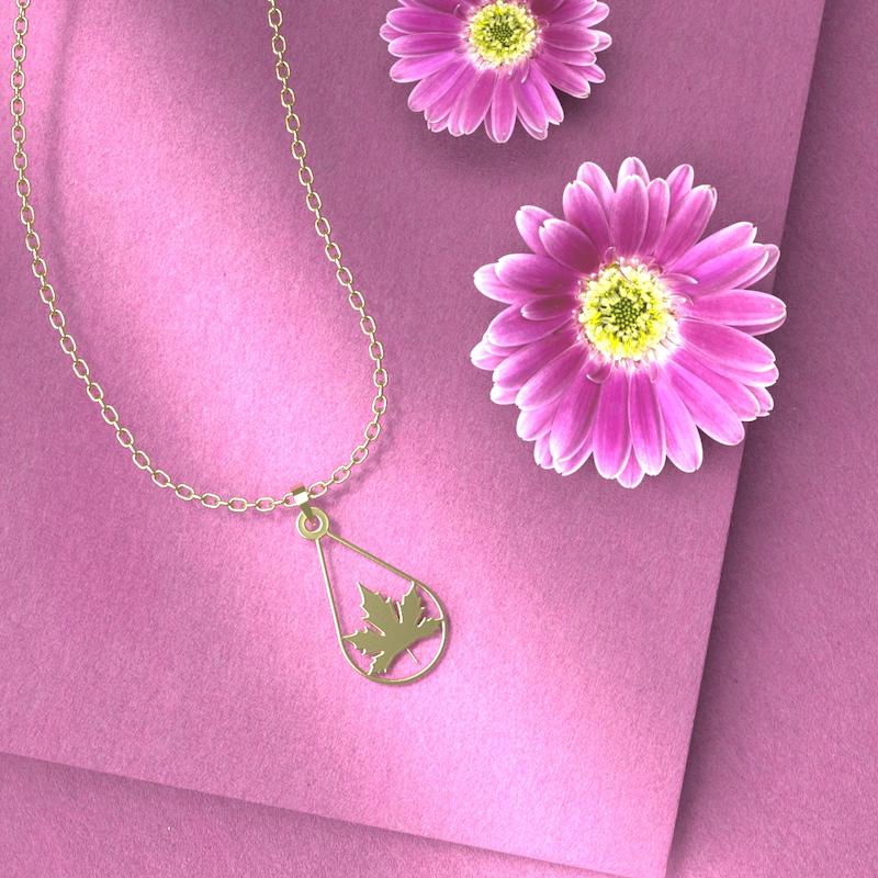 گردنبند طلا 18 عیار زنانه مدل اشک و برگ کد R278