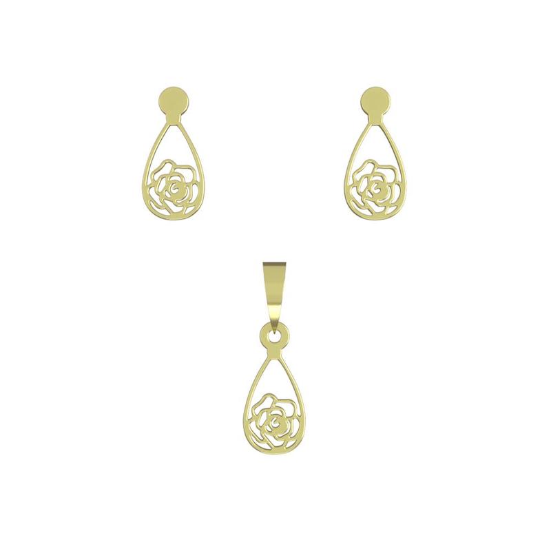 نیم ست طلا 18 عیار زنانه مدل هندسی کد R190