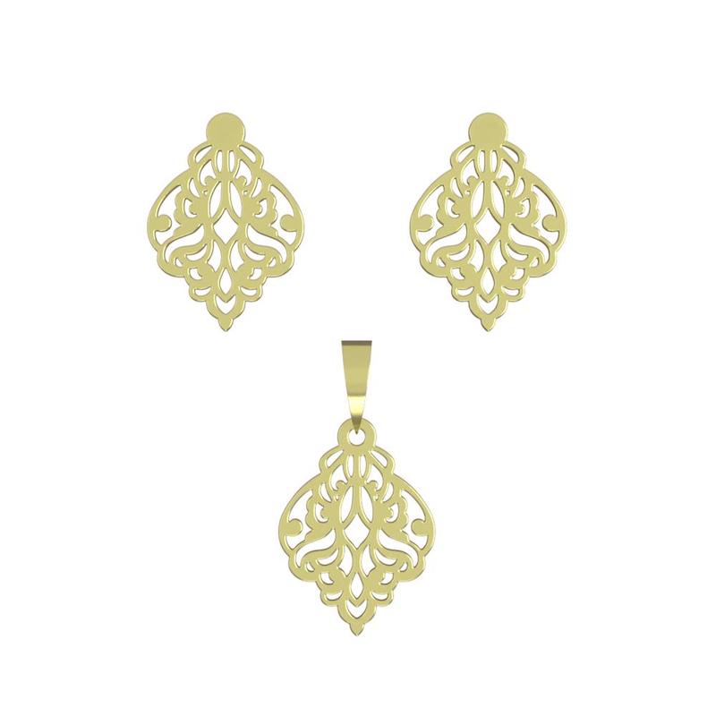 نیم ست طلا 18 عیار زنانه مدل اسلیمی کد R196