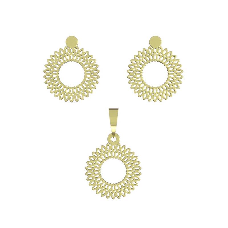 نیم ست طلا 18 عیار زنانه مدل گل کد R462