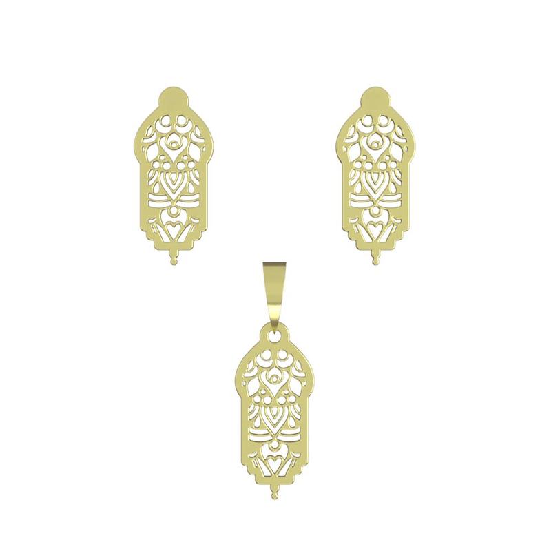 نیم ست طلا 18 عیار زنانه مدل هندسی کد R414