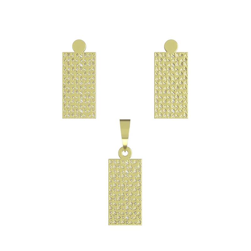 نیم ست طلا 18 عیار زنانه مدل مستطیل کد R456