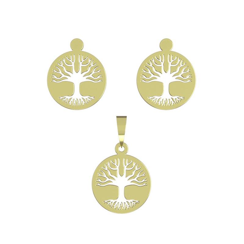 نیم ست طلا 18 عیار زنانه مدل درخت کد R364