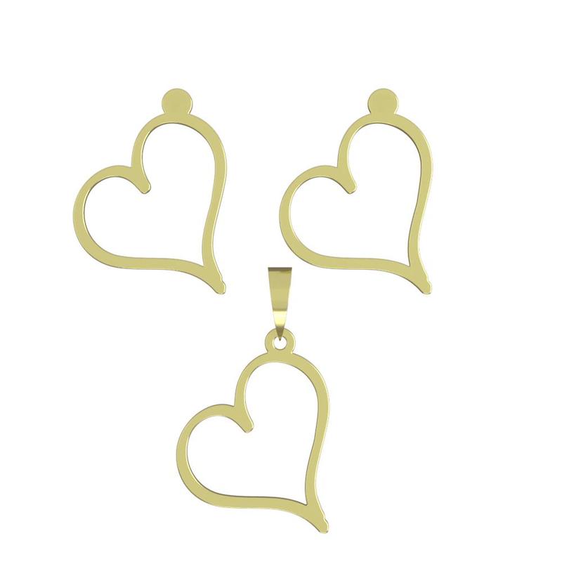 نیم ست طلا 18 عیار زنانه مدل قلب کد R472