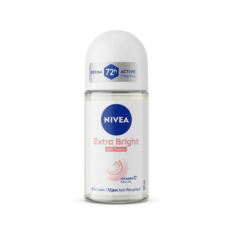 رول ضد تعریق نیوآ Nivea مدل Extra Bright Silk touch حجم ۵۰ میلی‌لیتر
