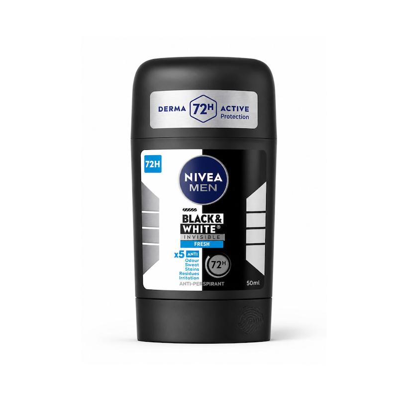استیک ضد تعریق نیوآ Nivea مدل Black & White Invisible Fresh با ماندگاری 72 ساعته حجم 50 میلی‌لیتر