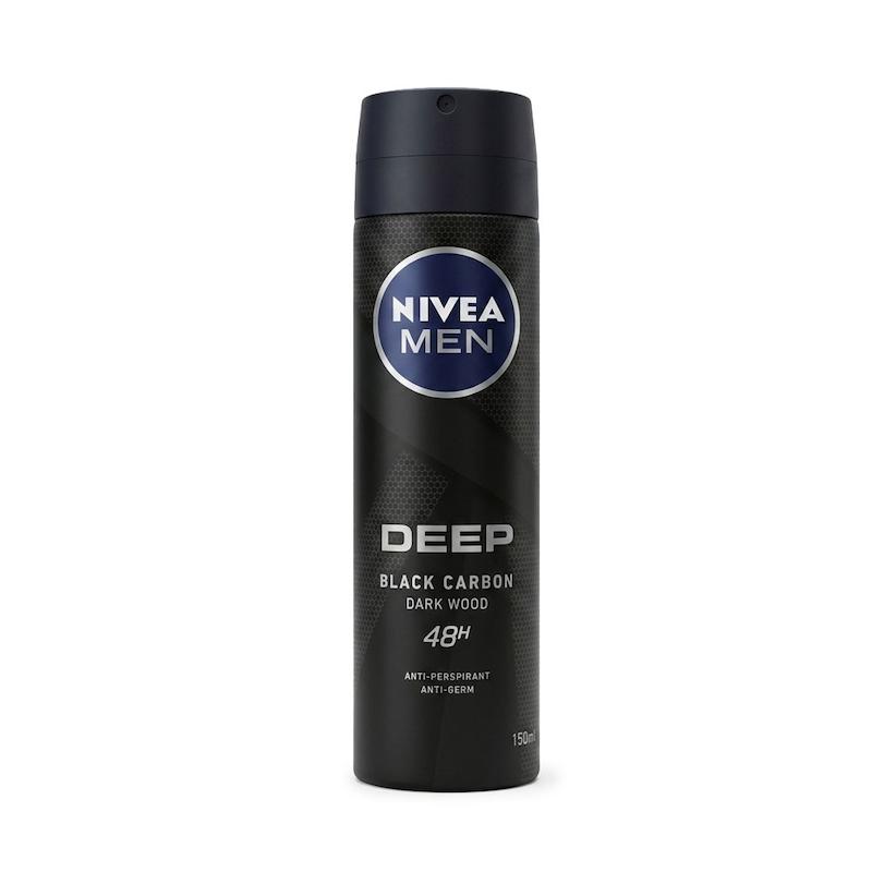 اسپری ضد تعریق مردانه نیوآ مدل Deep Black Carbon رایحه Dark Wood حجم 150 میلی لیتر