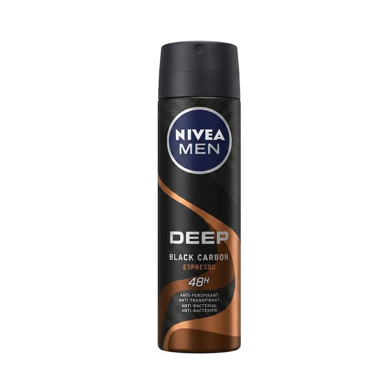 اسپری ضد تعریق مردانه نیوآ Nivea مدل Deep Black Carbon رایحه Espresso حجم 150 میلی لیتر