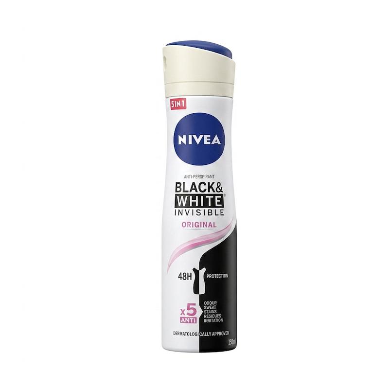 اسپری ضد تعریق زنانه نیوآ Nivea مدل Black & White Invisible Original حجم 150 میلی لیتر