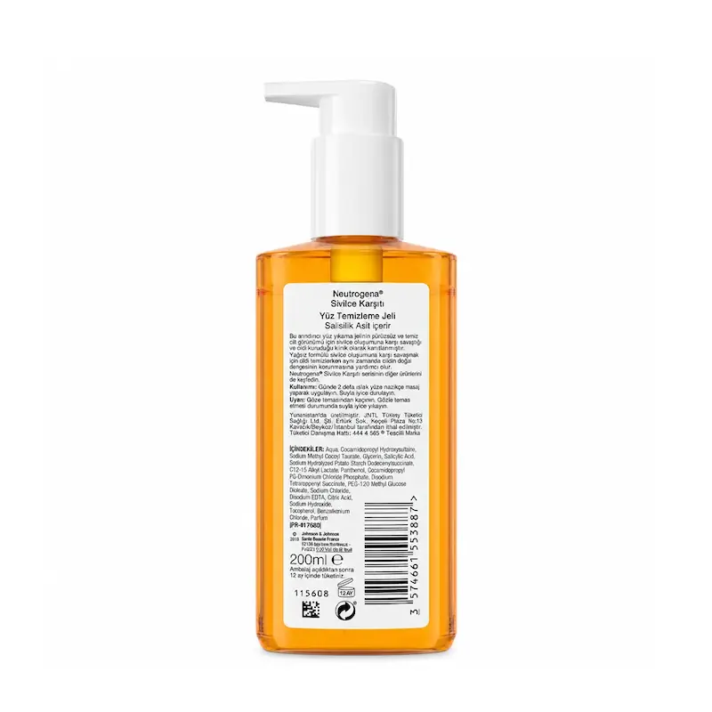 ژل شستشوی صورت نیتروژنا Neutrogena مدل Sivilce Karşıtı حاوی 2% اسید سالیسیلیک حجم 200 میلی‌لیتر