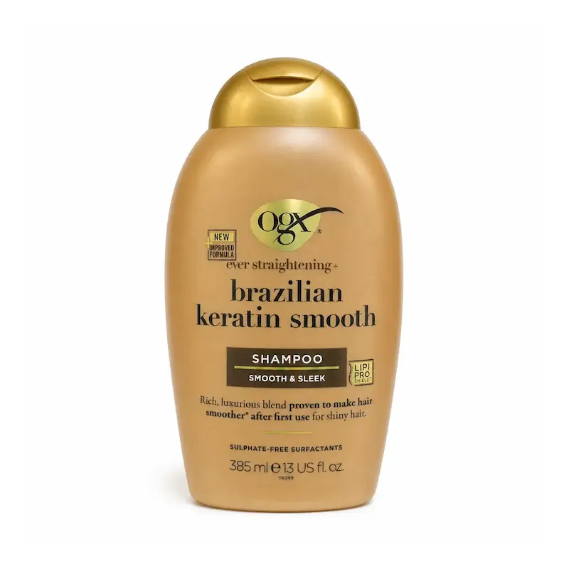 شامپو او جی ایکس مدل Brazilian Keratin Smooth حجم 385 میلی‌لیتر