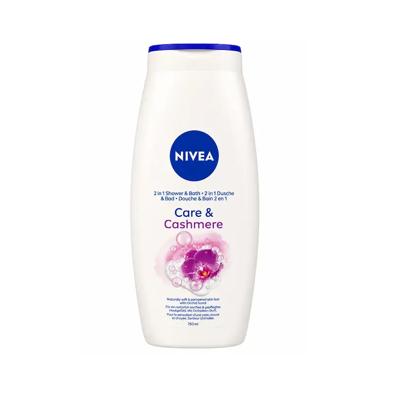 شامپو بدن و فوم حمام نیوآ Nivea مدل Care & Cashmere حجم 750 میلی‌لیتر