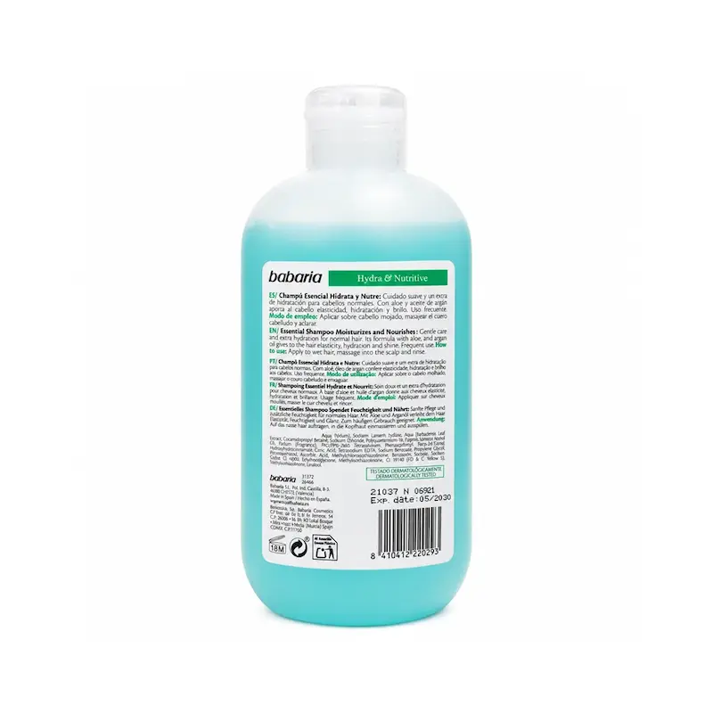 شامپو آبرسان و مغذی باباریا مدل Babaria Hydra & Nutritive حجم 500 میلی‌لیتر