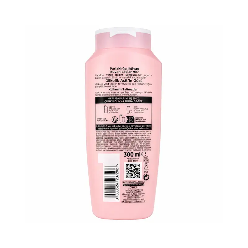 شامپو درخشان‌کننده لورآل السو مدل Loreal Glycolic Gloss حجم 300 میلی‌لیتر