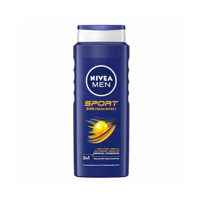 شامپو سر، صورت و بدن مردانه نیوآ Nivea مدل Sport حجم 500 میلی‌لیتر