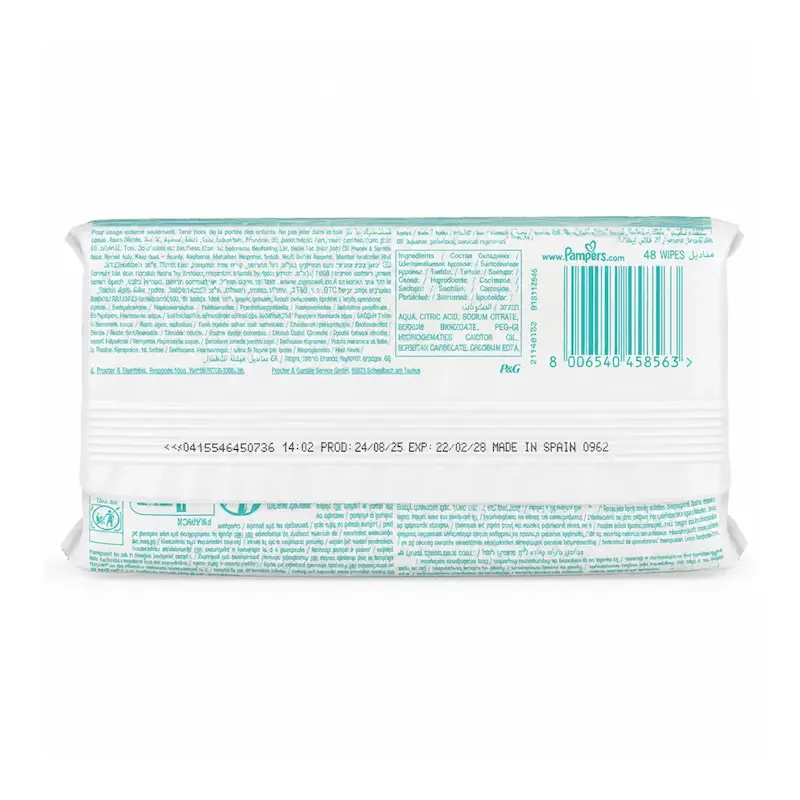 دستمال مرطوب کودک پمپرز Pampers مدل Harmonie Aqua بسته 48 عددی