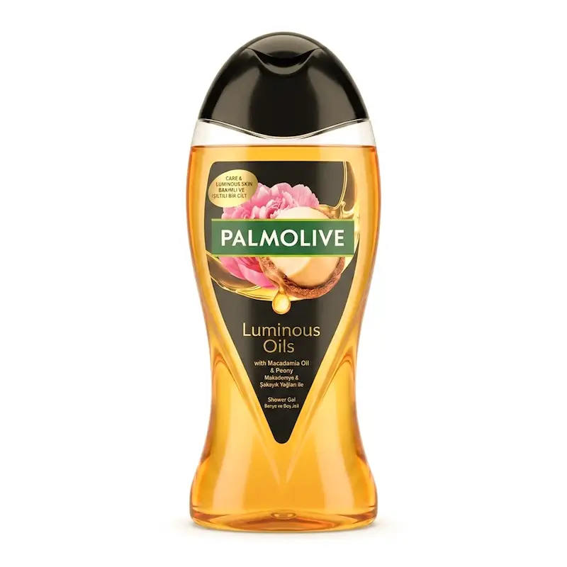 شامپو بدن پالمولیو Palmolive مدل Luminous Oils با عصاره ماکادمیا و گل صدتومانی حجم 500 میل