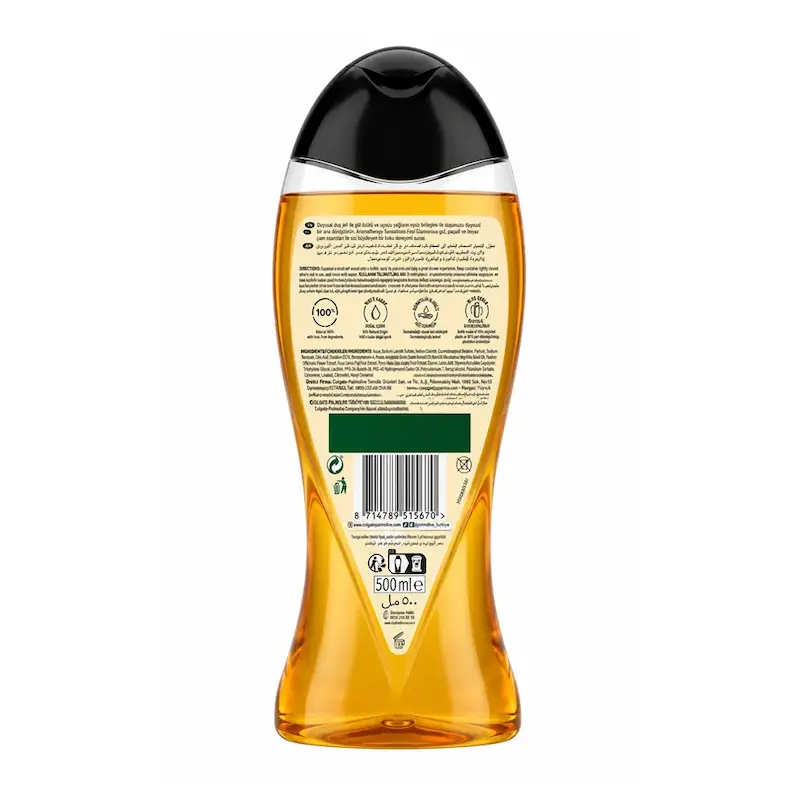 شامپو بدن پالمولیو Palmolive مدل Luminous Oils با عصاره ماکادمیا و گل صدتومانی حجم 500 میل