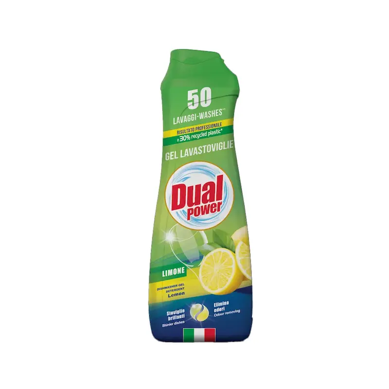 ژل ماشین ظرفشویی دوآل پاور Dual Power لیمو کنسانتره 50 بار شستشو حجم 1 لیتر