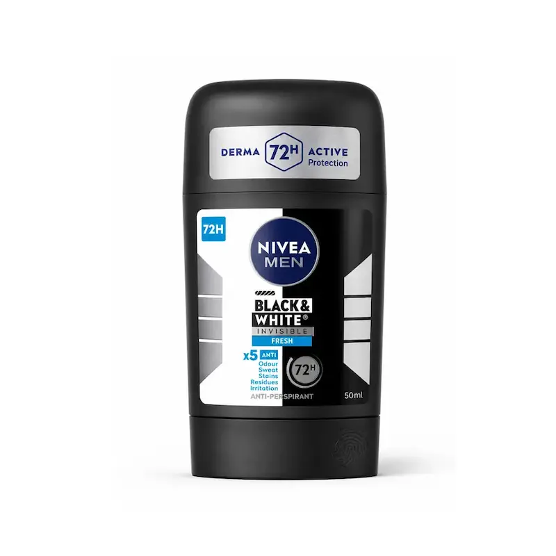 استیک ضد تعریق نیوآ Nivea مدل Black & White Invisible Fresh با ماندگاری 72 ساعته حجم 50 میلی‌لیتر
