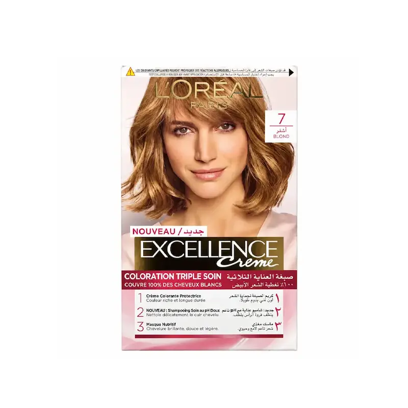کیت رنگ مو لورآل Loreal مدل Excellence شماره 7 پایه بلوند طبیعی