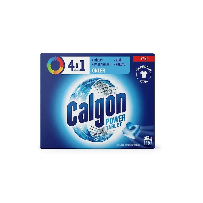 قرص جرم‌گیر و محافظ ماشین لباسشویی کالگون Calgon مدل Power Tablet بسته ۱۵ عددی