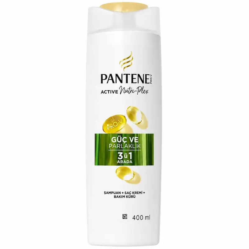 شامپو سر مغذی، نرم کننده و بازسازی کننده مو پنتن PANTENE مدل  GUC VE PARLAKLIK 3X1 حجم 400 میلی لیتر
