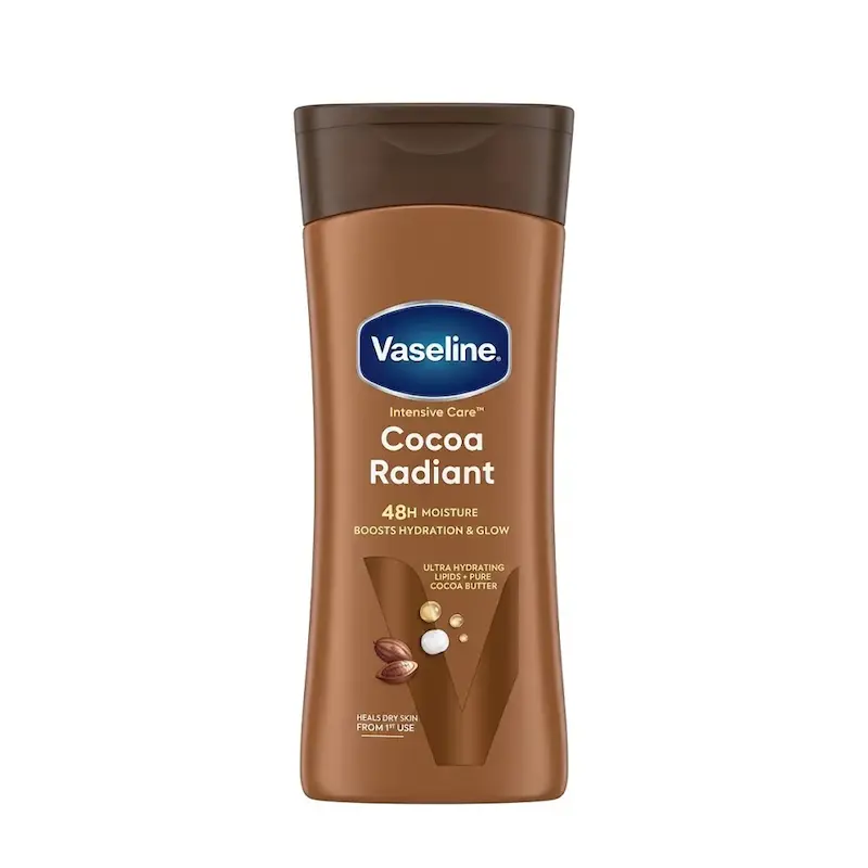 لوسیون بدن وازلین مدل Cocoa Radiant حاوی کره کاکائو حجم ۴۰۰ میلی‌لیتر