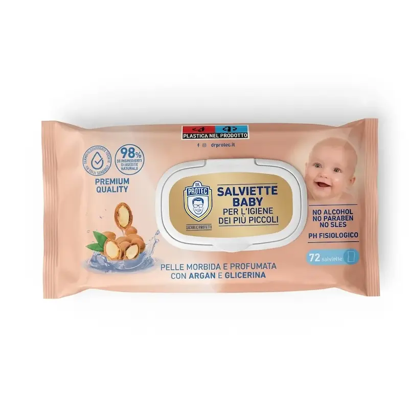 دستمال مرطوب کودک دکتر پروتک مدل Salviette Baby حاوی آرگان و گلیسرین