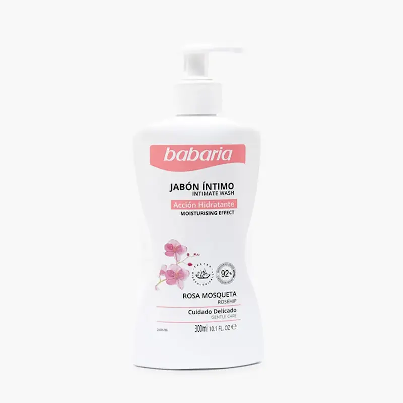 ژل بهداشتی بانوان باباریا babaria مدل ROSA MOSQUETA گل رز حجم 300 میلی لیتر