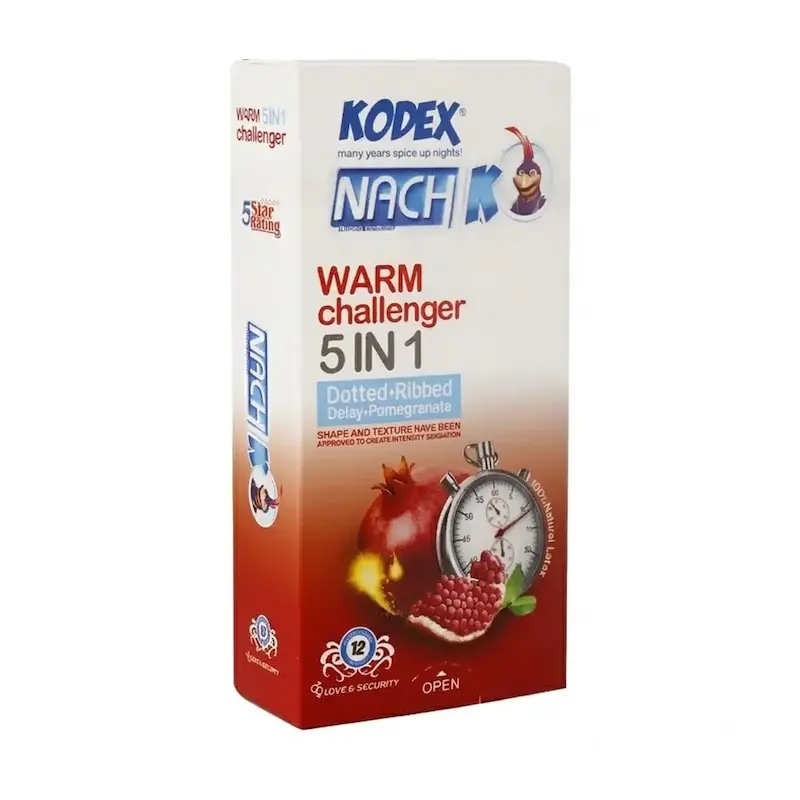 کاندوم ناچ کدکس مدل Warm Challenger 5 In 1 بسته 12 عددی
