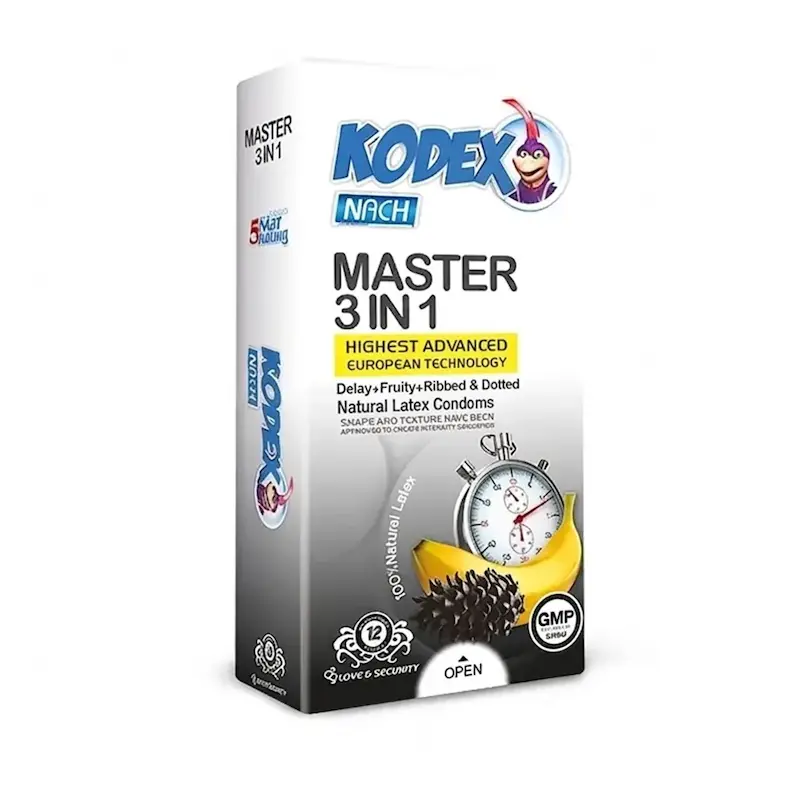 کاندوم ناچ کدکس مدل Master 3 In 1 بسته 12 عددی