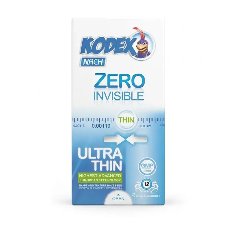 کاندوم ناچ کدکس مدل Zero Invisible بسته 12 عددی