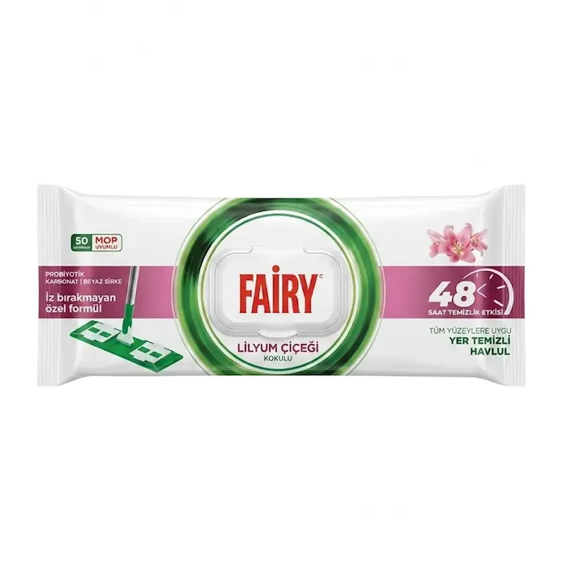 دستمال مرطوب طی چندمنظوره فیری Fairy با رایحه گل لیلیوم بسته ۵۰ عددی